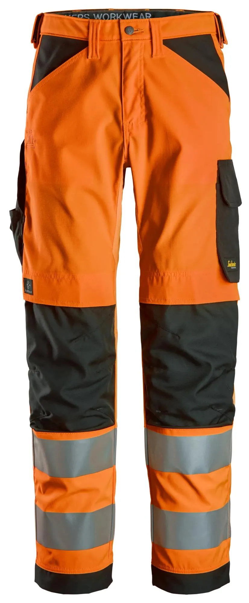 Snickers 6338 High-Vis, Werkbroek Klasse 2 High Vis Oranje - Zwart voorkant
