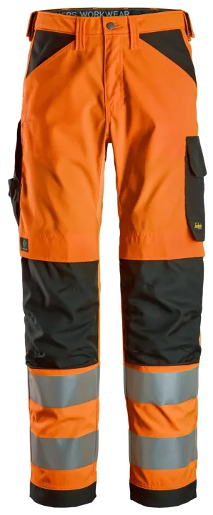 Snickers 6338 High-Vis, Werkbroek Klasse 2 High Vis Oranje - Zwart voorkant