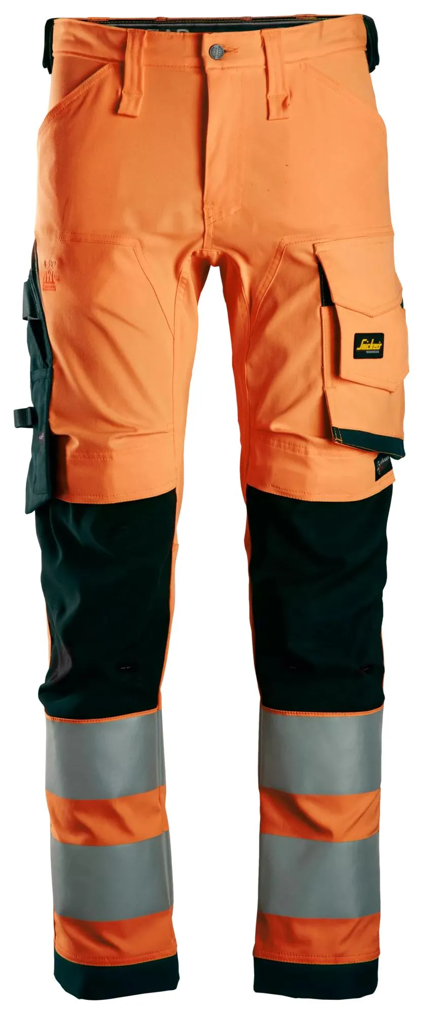 Snickers 6343 High-Vis, Stretch Werkbroek Klasse 2 High-Vis Oranje -Zwart voorkant