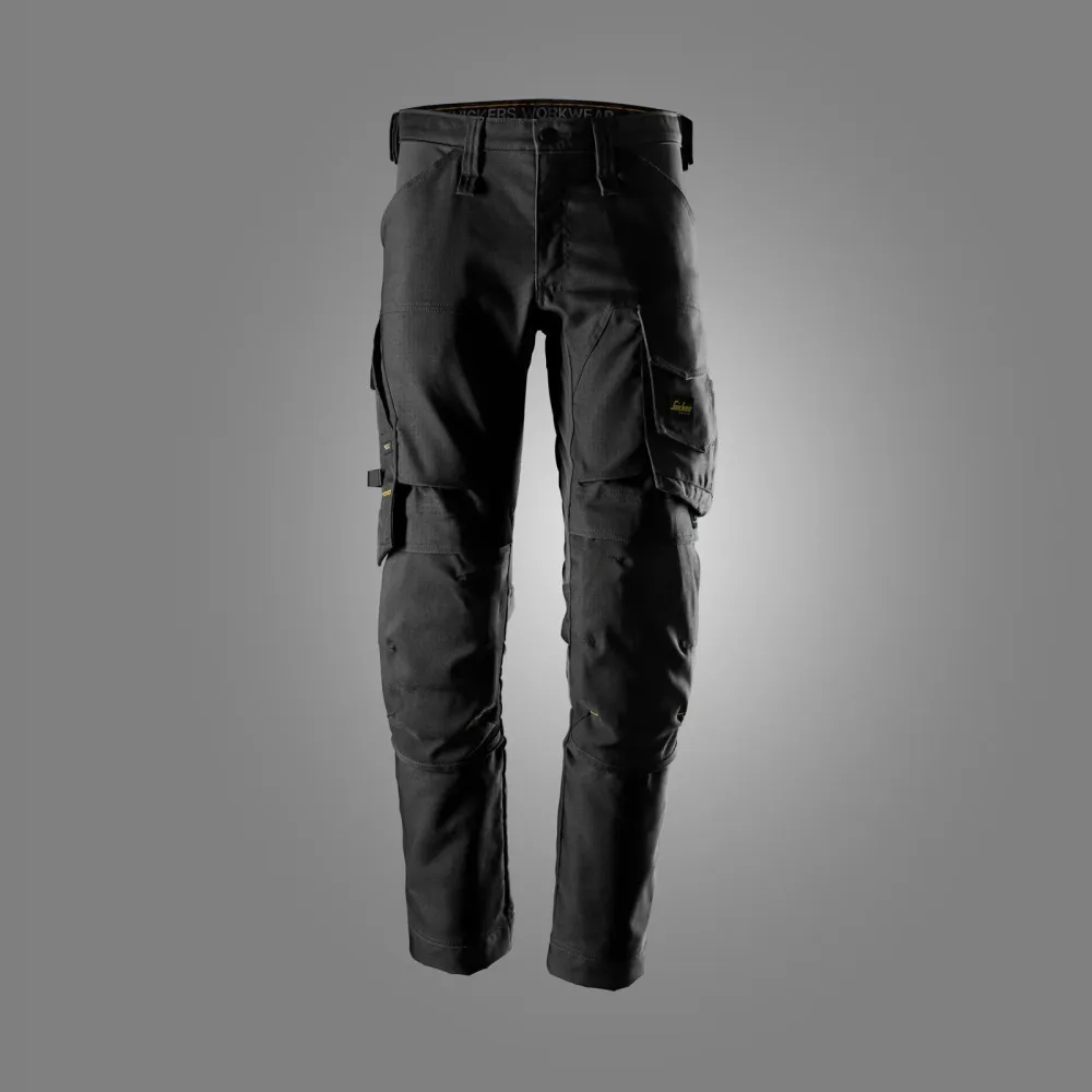 Snickers 6344 AllroundWork, Canvas Stretch Werkbroek Zwart - Zwart voorkant
