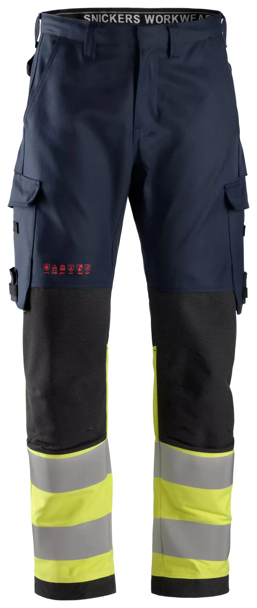 Snickers 6363 ProtecWork, Werkbroek, High-Vis Klasse 1 Donker Blauw - High Vis voorkant