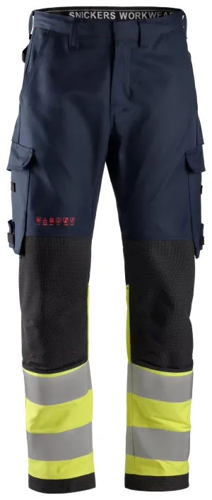 Snickers 6363 ProtecWork, Werkbroek, High-Vis Klasse 1 Donker Blauw - High Vis voorkant