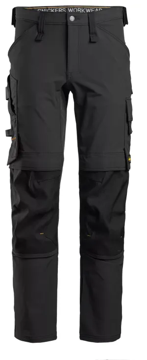 Snickers 6371 AllroundWork, Full Stretch Werkbroek Zwart - Zwart voorkant