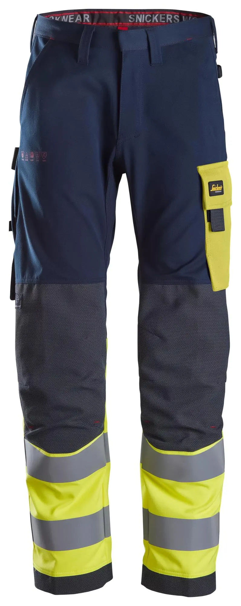 Snickers 6376 ProtecWork, Werkbroek, High-Vis Klasse 1 Donker Blauw - High Vis voorkant