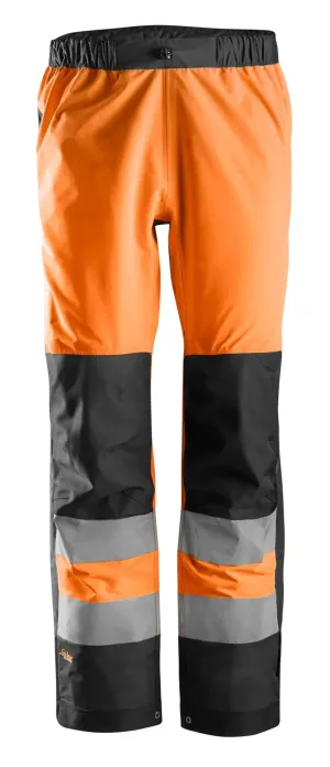 Snickers 6530 High-Vis, Waterdichte ShellWerkBroek Klasse 2 High - Vis Oranje - Zwart voorkant