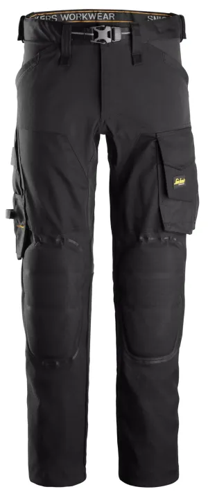 Snickers 6593 AllroundWork, Stretch Werkbroek met Capsulized™ Kniebeschermers Zwart - Zwart voorkant