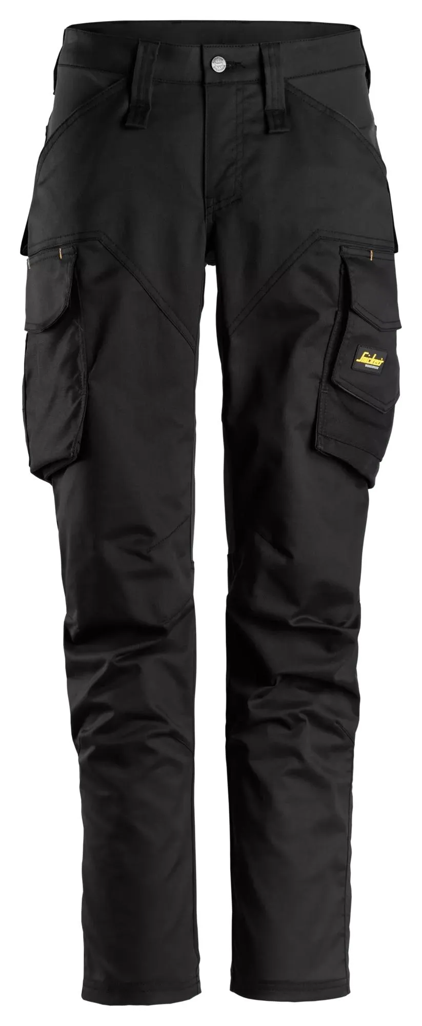 Snickers 6703 AllroundWork, 2-Way Stretch Dameswerkbroek zonder Kniezakken Zwart - Zwart voorkant