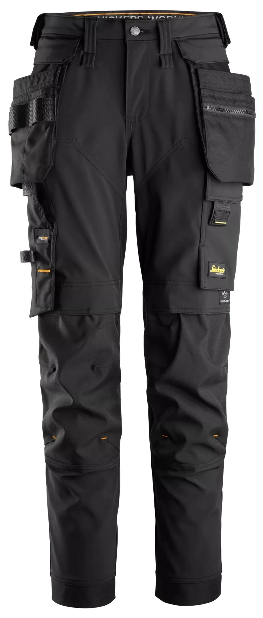 Snickers 6775 AllroundWork, 4-Way Stretch Dameswerkbroek Winddicht met Afneembare Holsterzakken Zwart - Zwart voorkant