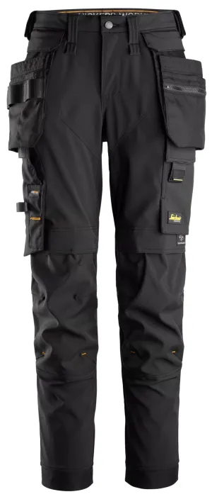 Snickers 6775 AllroundWork, 4-Way Stretch Dameswerkbroek Winddicht met Afneembare Holsterzakken Zwart - Zwart voorkant