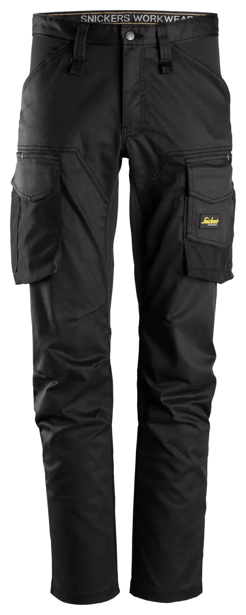 Snickers 6803 AllroundWork, 2-Way Stretch Werkbroek zonder Kniezakken Zwart - Zwart voorkant