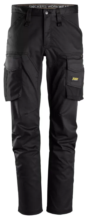 Snickers 6803 AllroundWork, 2-Way Stretch Werkbroek zonder Kniezakken Zwart - Zwart voorkant
