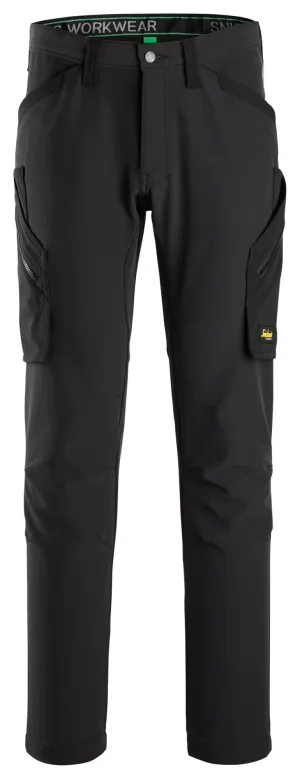 Snickers 6873 FlexiWork, 4-Way Stretch Werkbroek zonder Kniezakken Zwart - Zwart voorkant
