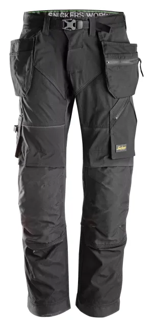 Snickers 6902 FlexiWork, Werkbroek met Holsterzakken Zwart - Zwart voorkant