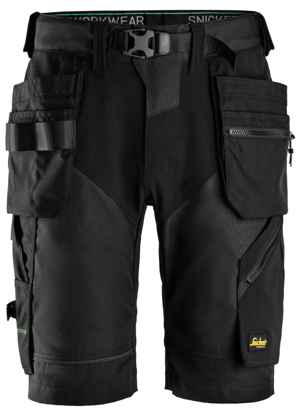 Snickers 6904 FlexiWork, Werkshorts met Holsterzakken Zwart - Zwart voorkant