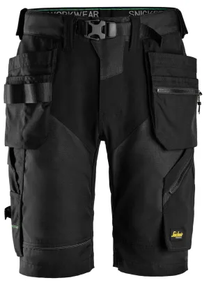 Snickers 6904 FlexiWork, Werkshorts met Holsterzakken Zwart - Zwart voorkant