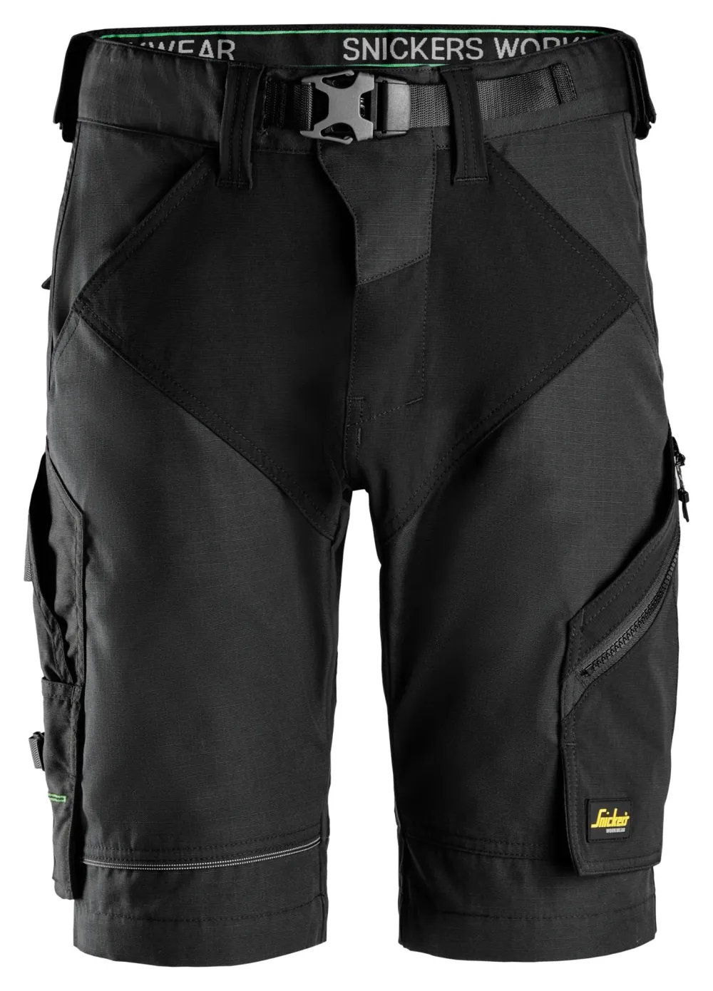 Snickers 6914 FlexiWork, Werkshorts Zwart - Zwart voorkant