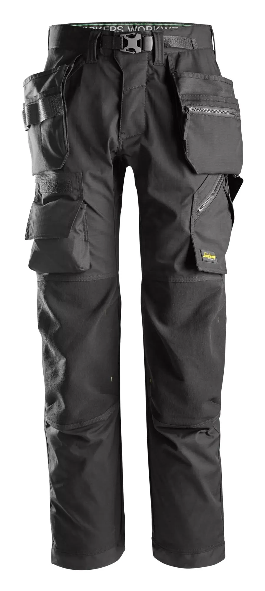 Snickers 6923 FlexiWork, Vloerleggersbroek met Holsterzakken Zwart - Zwart voorkant