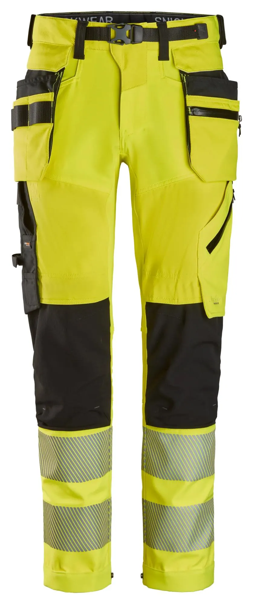 Snickers 6930 High-Vis, Werkbroek met Afneembare Holsterzakken Klasse 2 High Vis Geel - Zwart voorkant