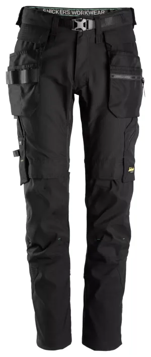 Snickers 6972 FlexiWork, Werkbroek met Afneembare Holsterzakken Zwart - Zwart voorkant