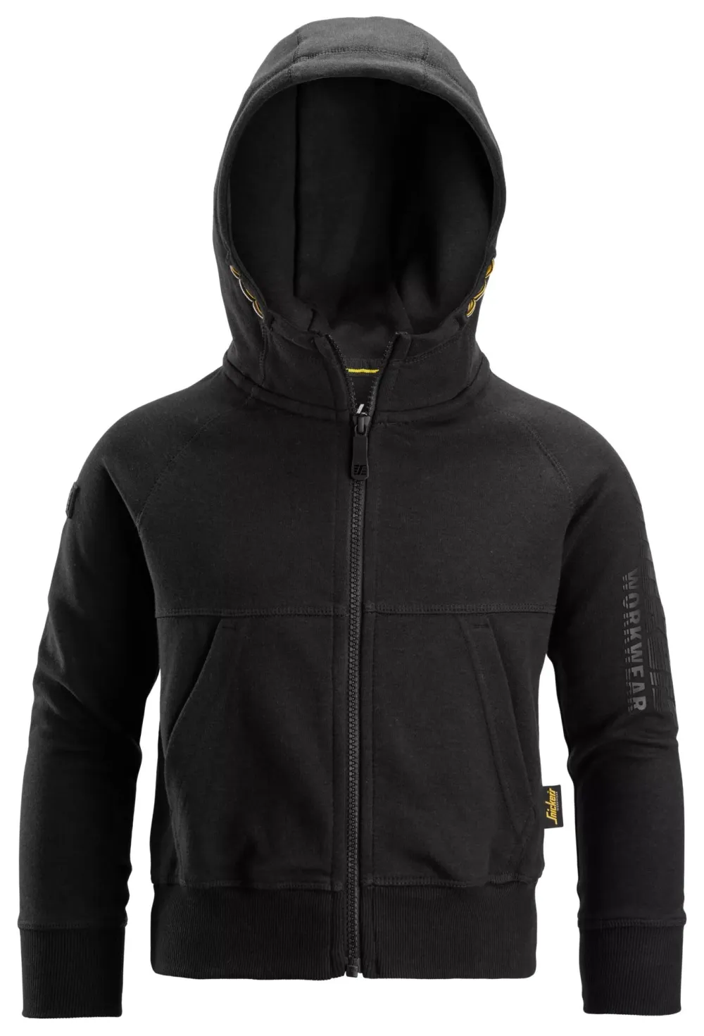 Snickers 7512 Junior Logo Hoodie met Rits Zwart voorkant