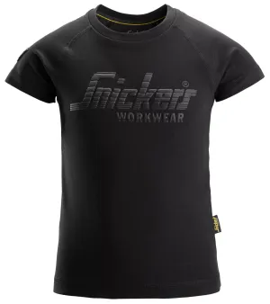 Snickers 7514 Junior Logo T-Shirt Zwart voorkant