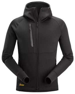 Snickers 8026 FlexiWork, Polartec® Power Stretch® Hoodie met Rits Zwart voorkant