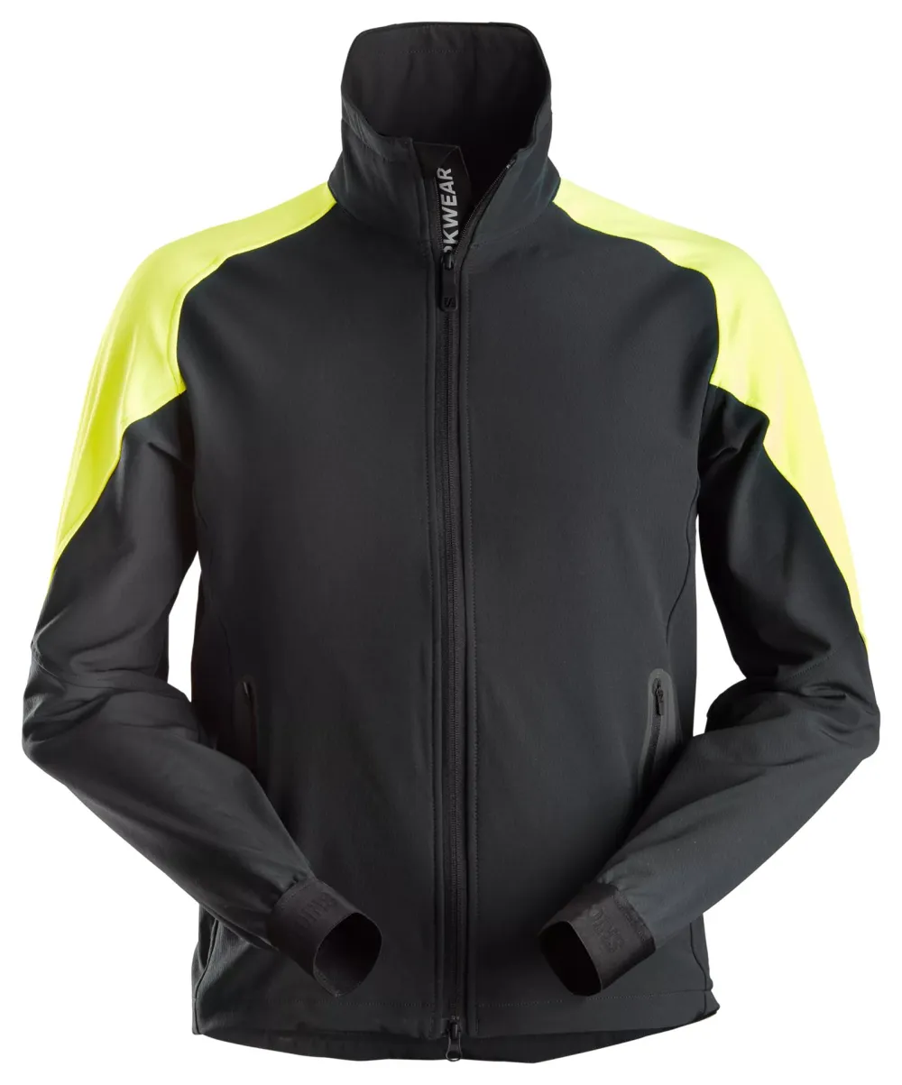 Snickers 8028 FlexiWork, Neon Vest Zwart - Neon Geel voorkant