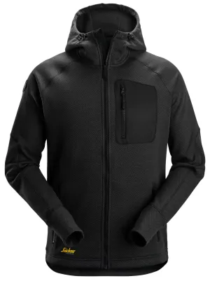 Snickers 8041 FlexiWork, Fleece Hoodie met Rits Zwart voorkant