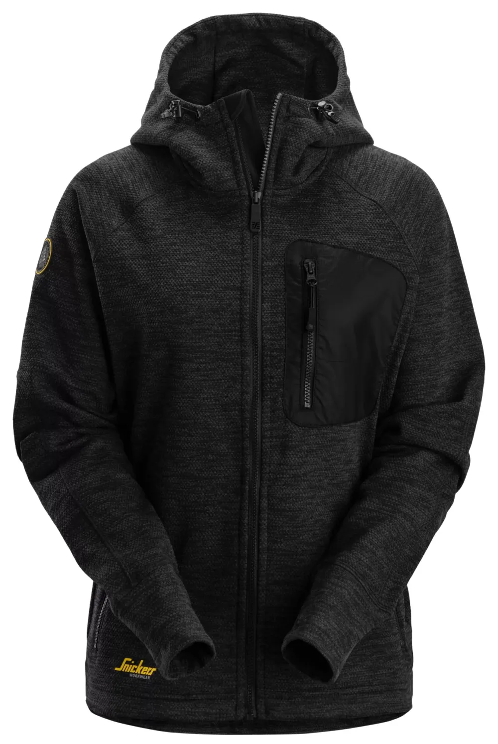 Snickers 8047 FlexiWork, Dames Hoodie met Rits Zwart voorkant