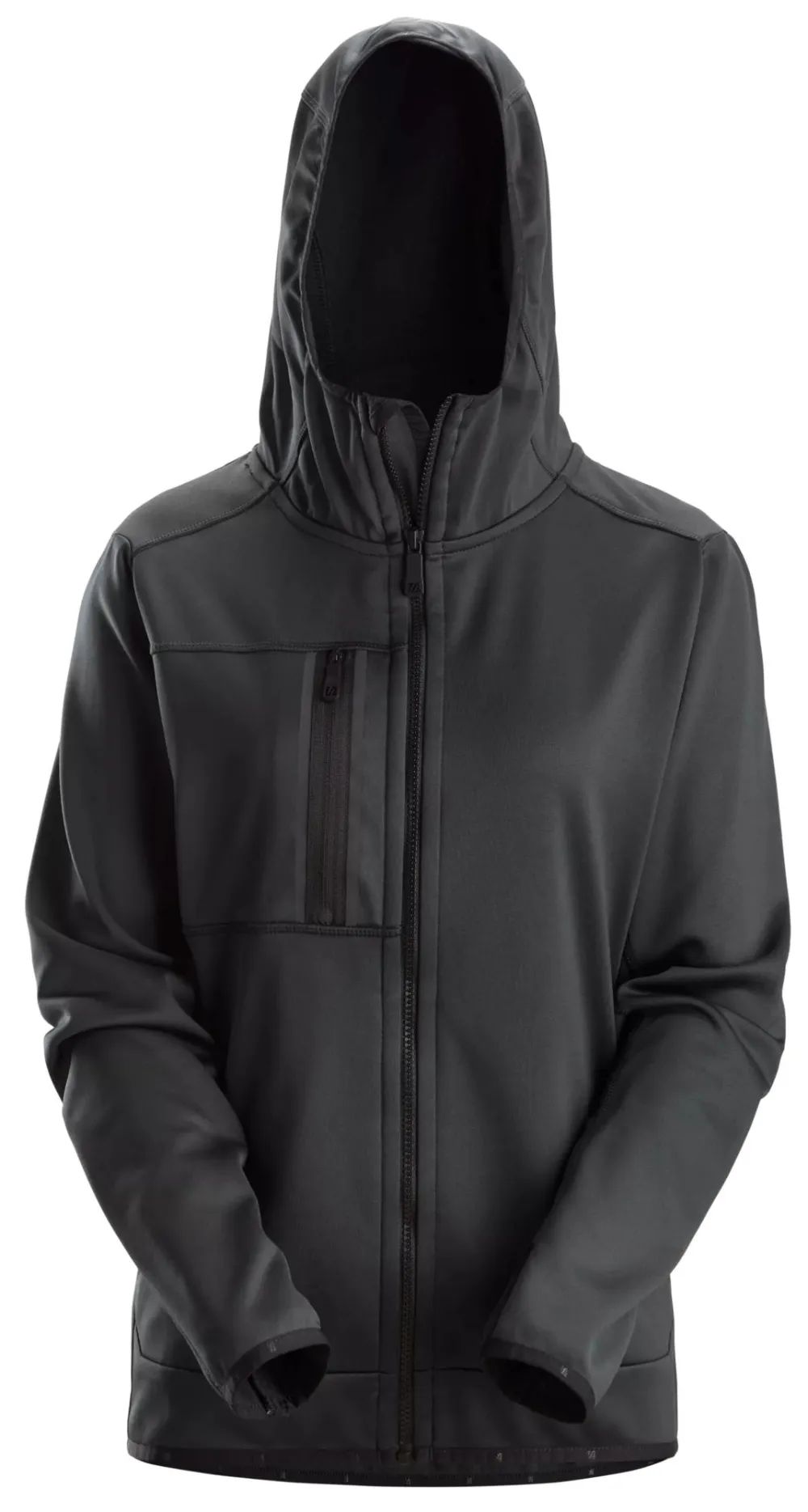 Snickers 8057 AllroundWork, Dames Hoodie met Rits Zwart voorkant