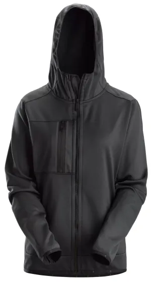 Snickers 8057 AllroundWork, Dames Hoodie met Rits Zwart voorkant