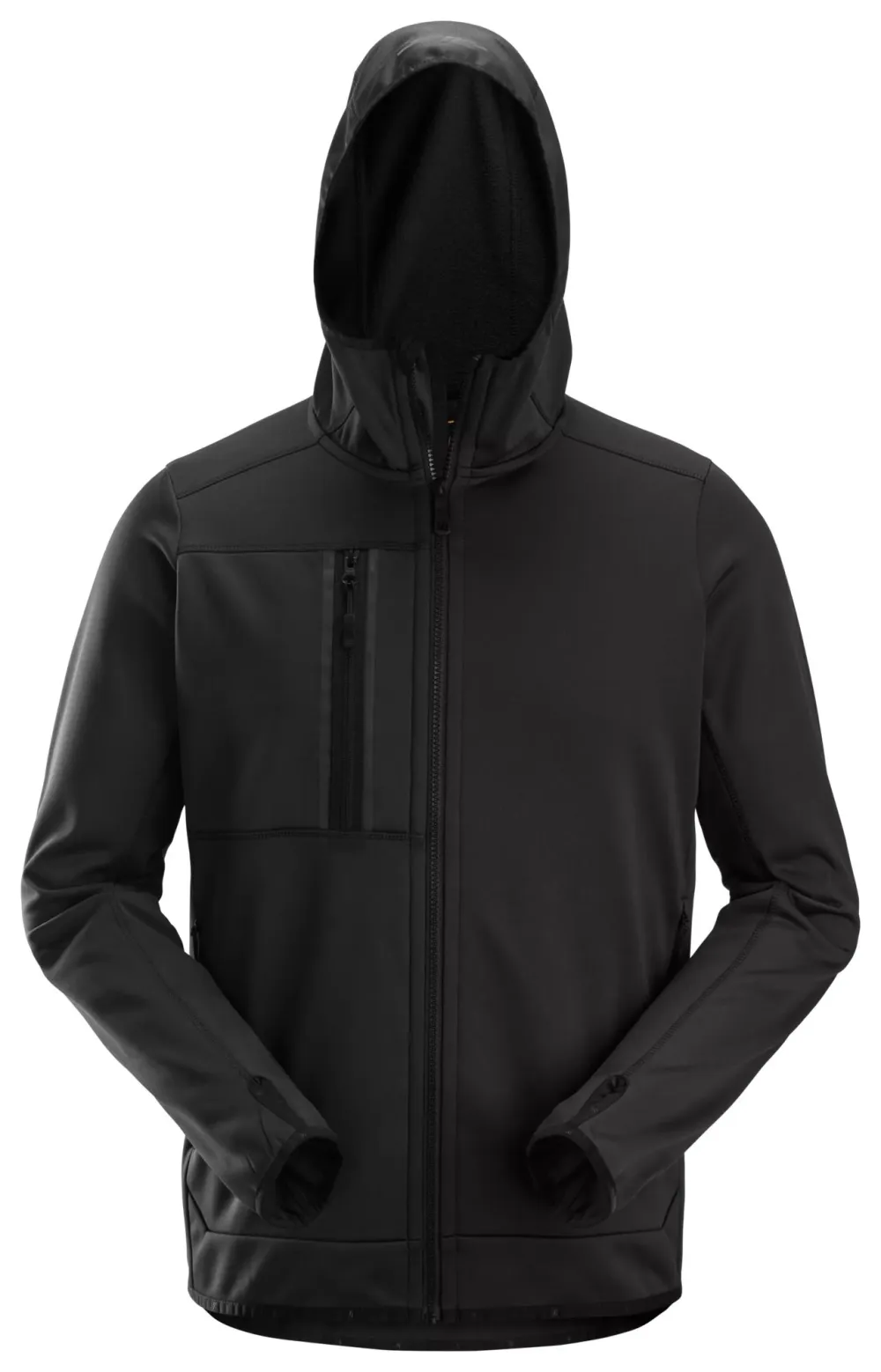 Snickers 8058 AllroundWork, Fleece Hoodie met Rits Zwart voorkant