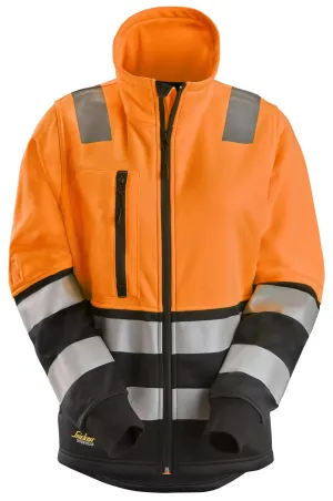 Snickers 8073 High-Vis, Damesvest met Rits Klasse 2 High Visibility Oranje - Zwart voorkant