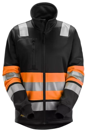 Snickers 8077 High-Vis, Damesvest met Rits Klasse 1 Oranje, High Visibility - Zwart voorkant