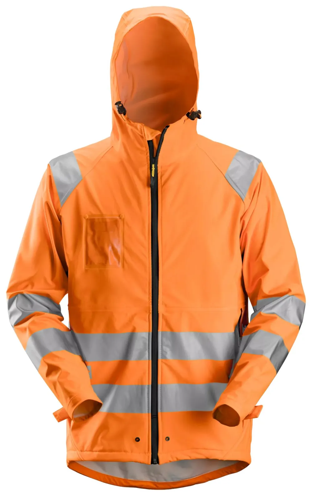 Snickers 8233 High-Vis, Regenwerkjas PU Klasse 3 Oranje, High Visibility voorkant