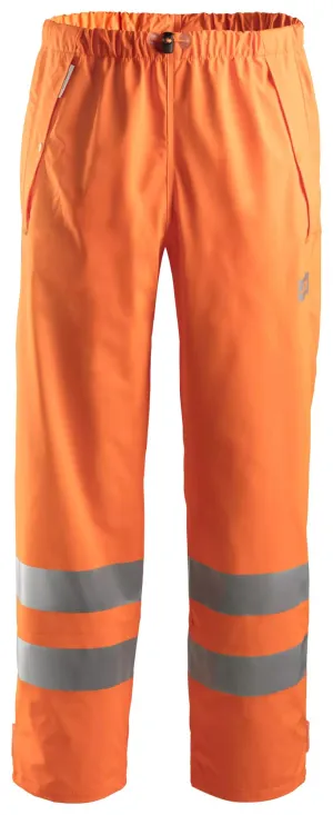 Snickers 8243 High-Vis, Regenbroek PU Klasse 2 Oranje, High Visibility voorkant