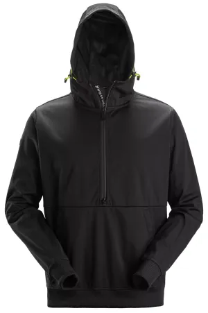 Snickers 8400 FlexiWork, Windblocker Stretch Hoodie met Halve Rits Zwart voorkant