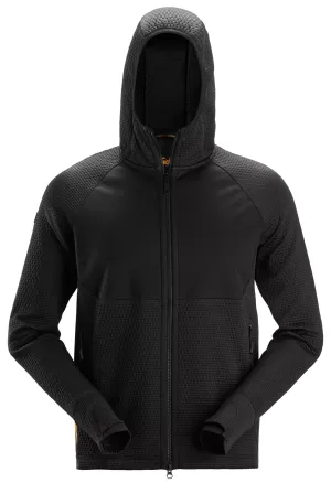 Snickers 8405 FlexiWork, Tussenlaag Hoodie met Rits Zwart - Zwart voorkant