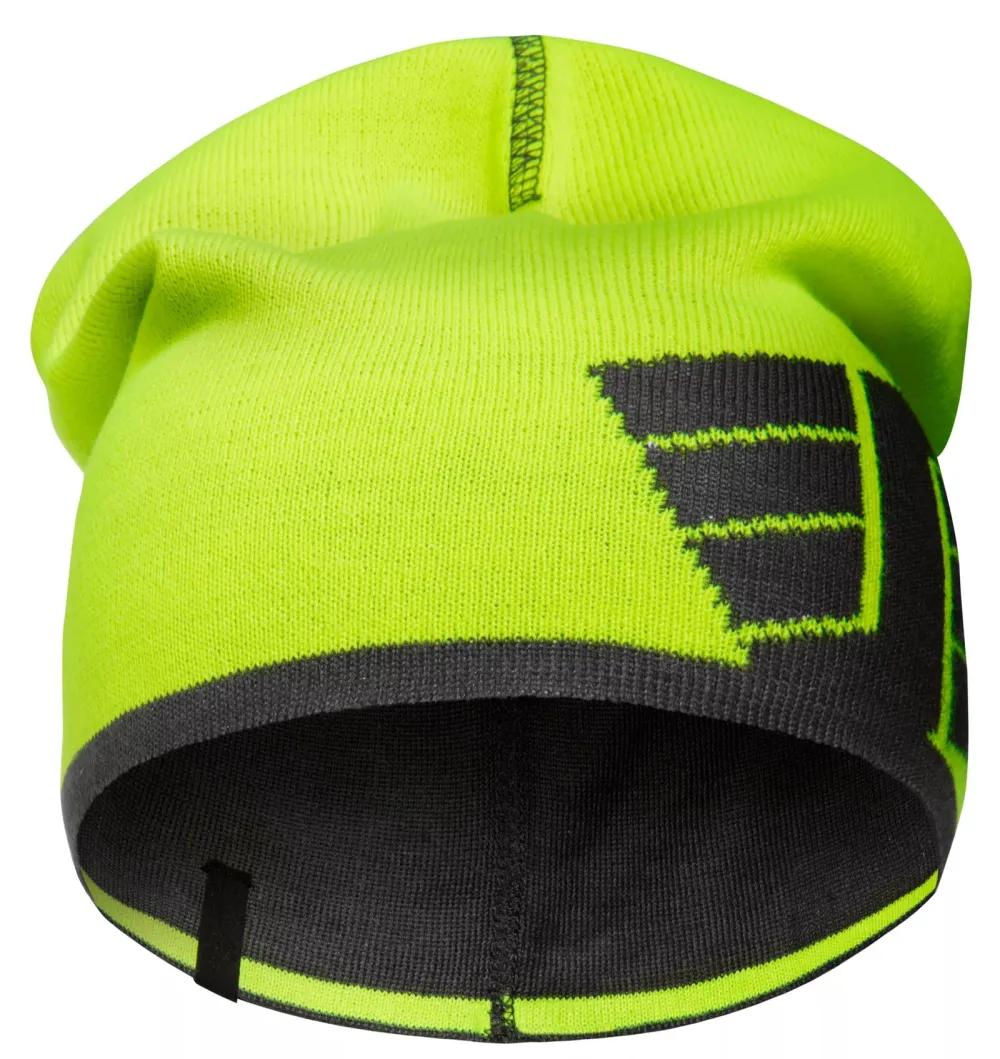 Snickers 9015 Omkeerbare Beanie Geel, High Vis - Staal Grijs voorkant