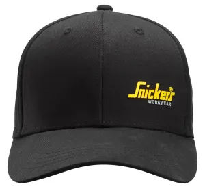 Snickers 9095 Cap met Klein Logo Zwart - Zwart voorkant