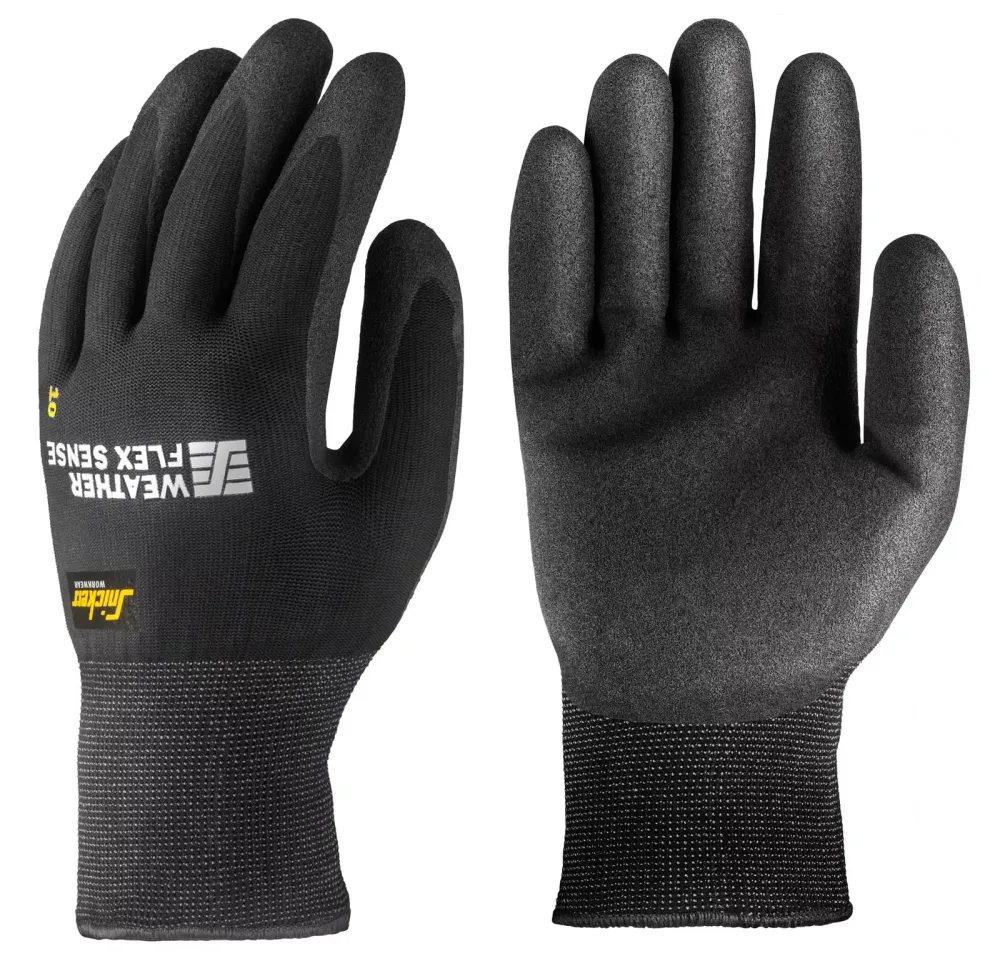 Snickers 9319 Weather Flex Sense Handschoenen Zwart - Zwart voorkant