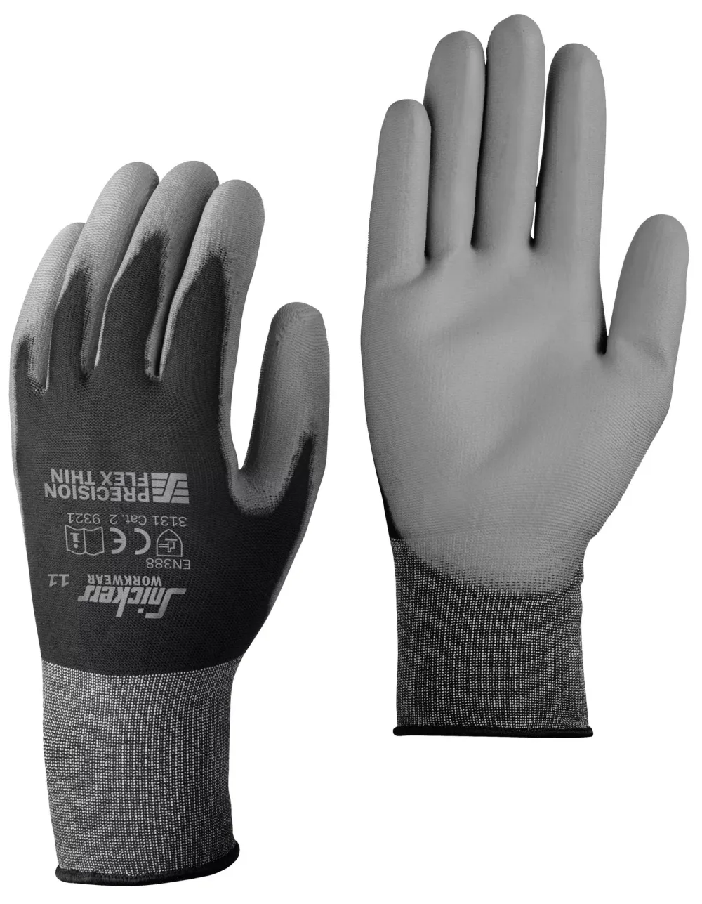 Snickers 9321 Precision Flex Light Handschoenen (10 paar) Zwart - Grijs voorkant