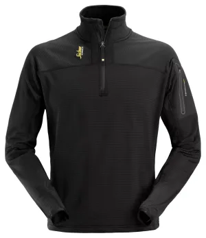 Snickers 9435 Body Mapping Micro Fleece Vest met Halve Rits Zwart voorkant