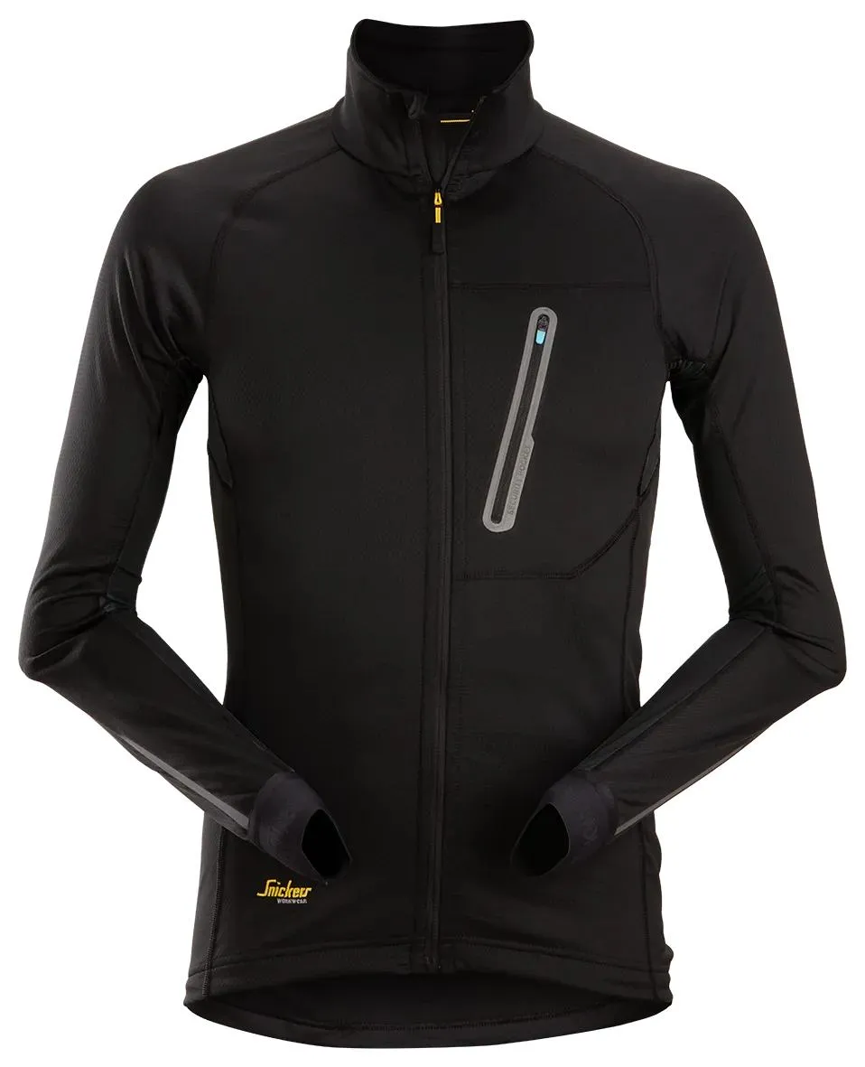 Snickers 9448 LiteWork, Tussenlaag Vest met Rits Zwart - Staal Grijs voorkant