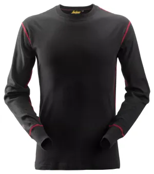 Snickers 9461 ProtecWork, Shirt met Lange Mouwen en Ronde Rals Zwart voorkant