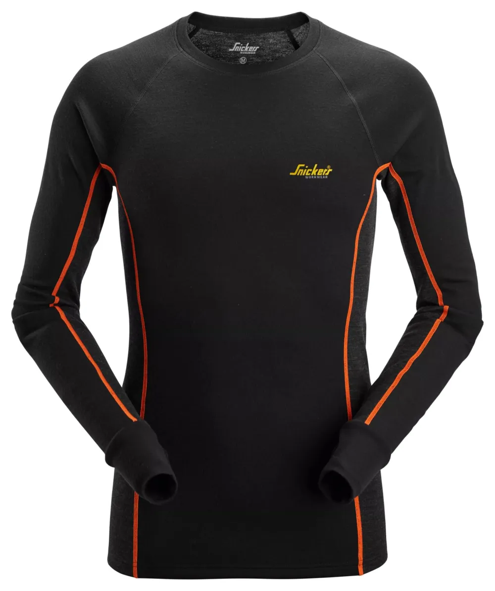 Snickers 9480 Merino Wollen Basislaag Stay Warm Top Zwart - Antraciet voorkant