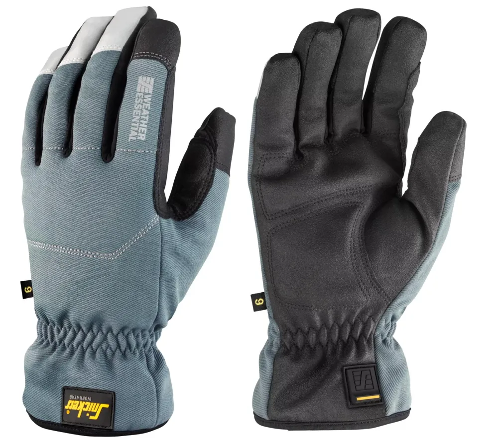 Snickers 9578 Weather Essential Handschoenen Zwart - Zilver Grijs voorkant