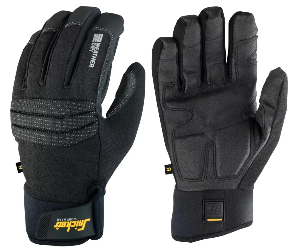 Snickers 9579 Weather Dry Handschoenen Zwart - Zwart voorkant