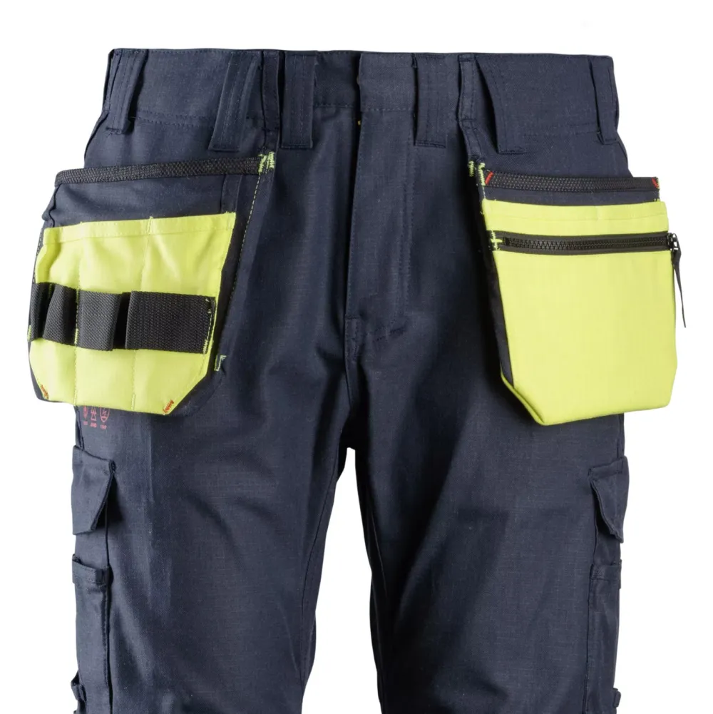 Snickers 9783 ProtecWork, Multifunctionele, bevestigde holsterzakken High Vis Geel - Donker Blauw voorkant