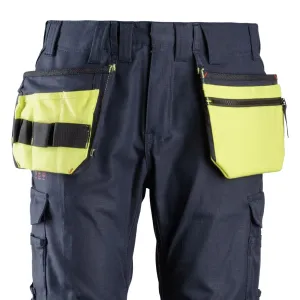 Snickers 9783 ProtecWork, Multifunctionele, bevestigde holsterzakken High Vis Geel - Donker Blauw voorkant